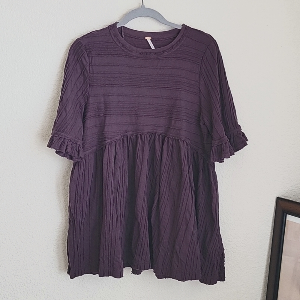 Free People Flowy Knit TShirt Tunic Blouse